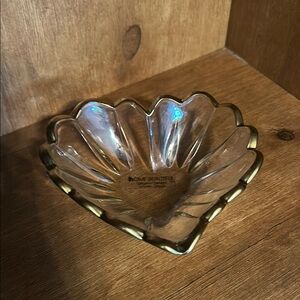 Gold Trimmed Heart-Shaped Glass Dish